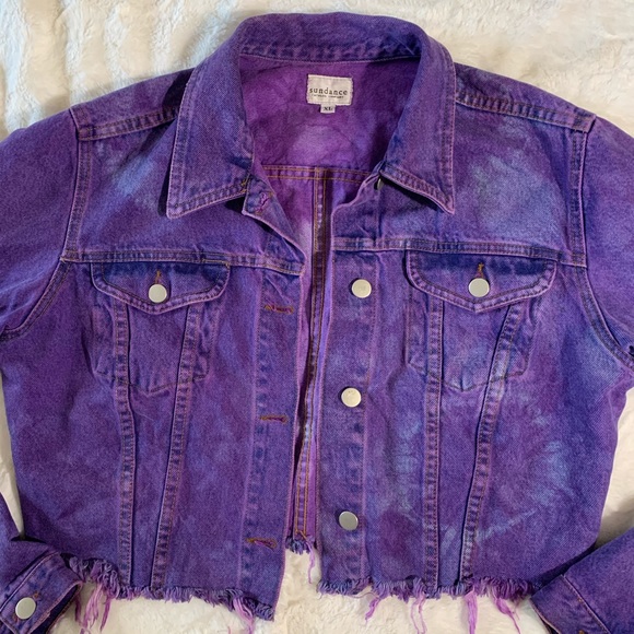 Sundance Jackets & Blazers - Sundance 90s Grunge Tie Dye Crop Denim Jacket